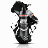 Menzerna Black Gloss & Protect 8oz bottle pour for quick 2-in-1 results