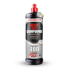 Menzerna Heavy Cut 400 bottle ready for automotive polishing session
