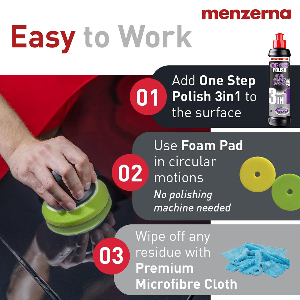 Menzerna blue ultra-soft pad finalizes sealant for protection and gloss.