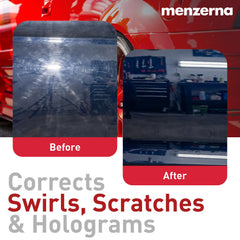 Yellow medium-cut pad with Menzerna 3in1 for correcting gentle scratches.