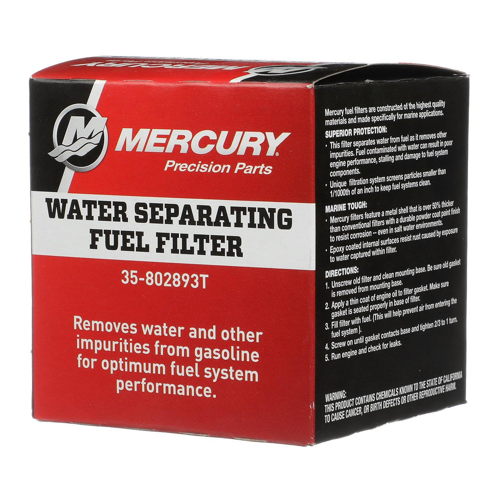 Mercury 802893T engine-filtration compatibility chart communicates engine protection options.