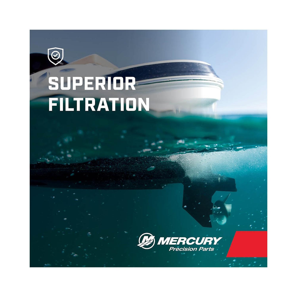 Mercury 802893T new filter cartridge close-up highlights filtration media quality.
