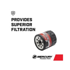 Mercury 883702K screw-on oil filter designed for easy installation.