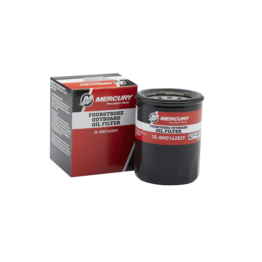 Mercury 8M0162829 oil filter front view shows clean oil flow.