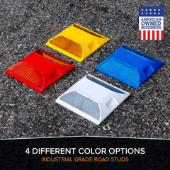 Merhoff and Larkin blue industrial-grade road reflectors for rugged use.