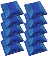 Merhoff and Larkin blue road reflectors, 4x4 inch, for night visibility on pavement.