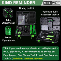MERWOF tubing straightener in use demonstrates easy integration into plumbing tasks.