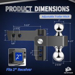 METOWARE 4-inch drop and 4-inch rise adjustment for versatile towing heights.