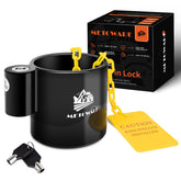 METOWARE 5th Wheel King Pin Lock with warning tag ready for hitch safety checks