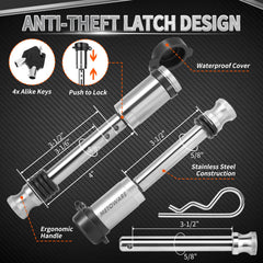 METOWARE aluminum hitch with anti-rust finish for durability in harsh conditions