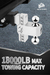 METOWARE aluminum hitch with 6-inch drop and rise enables level towing on uneven ground.