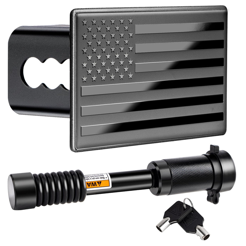 METOWARE American flag hitch cover 2in with embossed metal design for rugged vehicle styling.