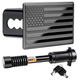 METOWARE American flag hitch cover 2in with embossed metal design for rugged vehicle styling.