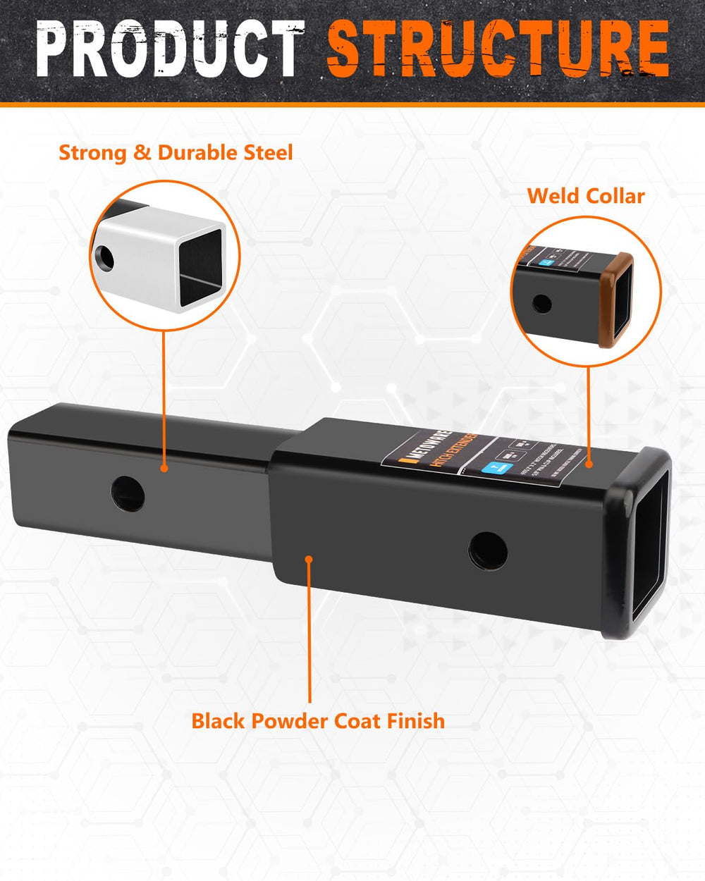 METOWARE black powder-coated extender in outdoor setting resists corrosion.
