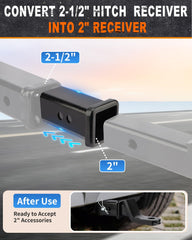 Metoware adapter installed in a 2-1/2-inch receiver for quick trailer hookup