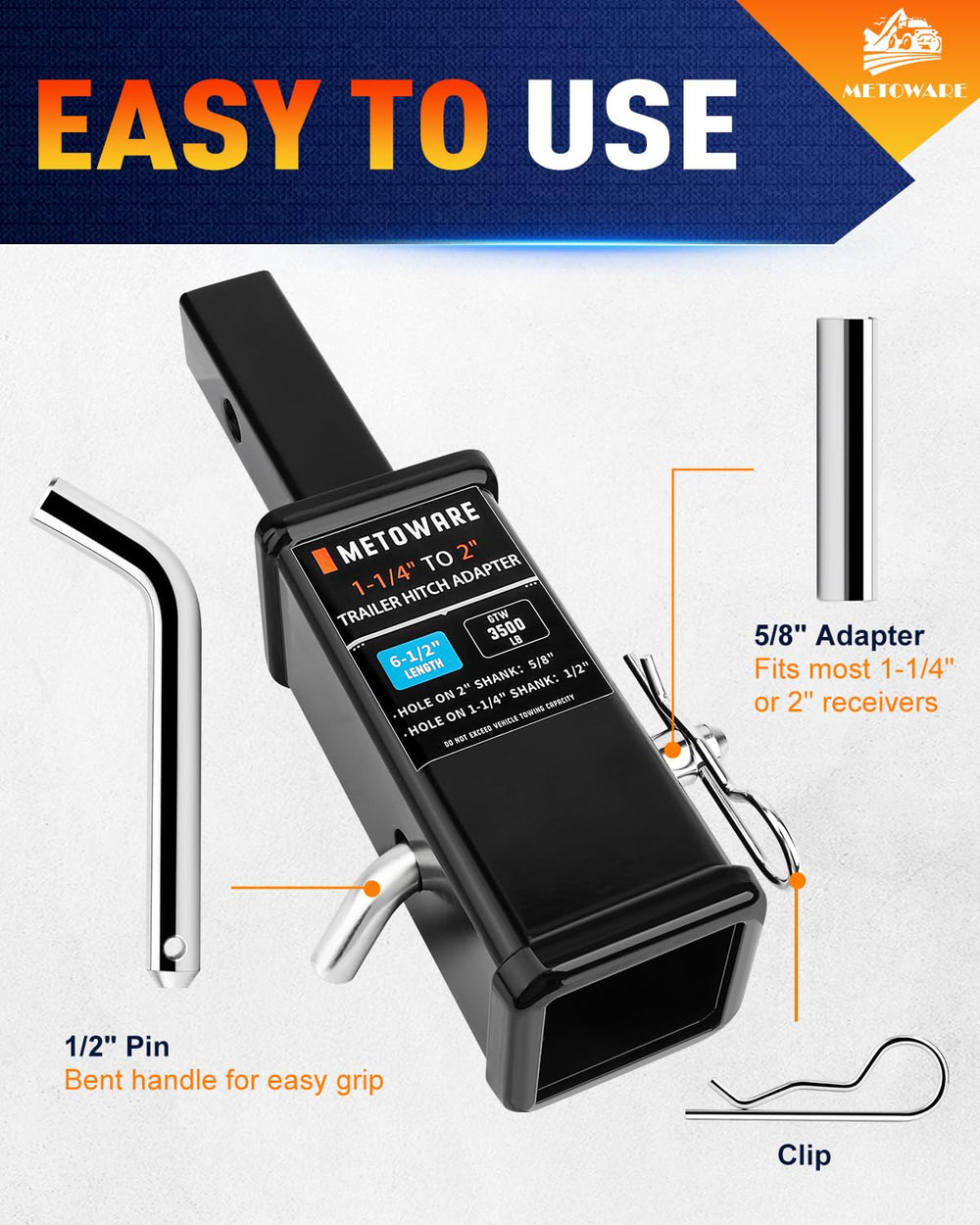 METOWARE pin and clip secure the connection for road-ready peace of mind