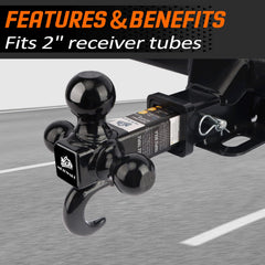 METOWARE tri-ball hitch with 2-inch ball supports mid-range towing tasks.