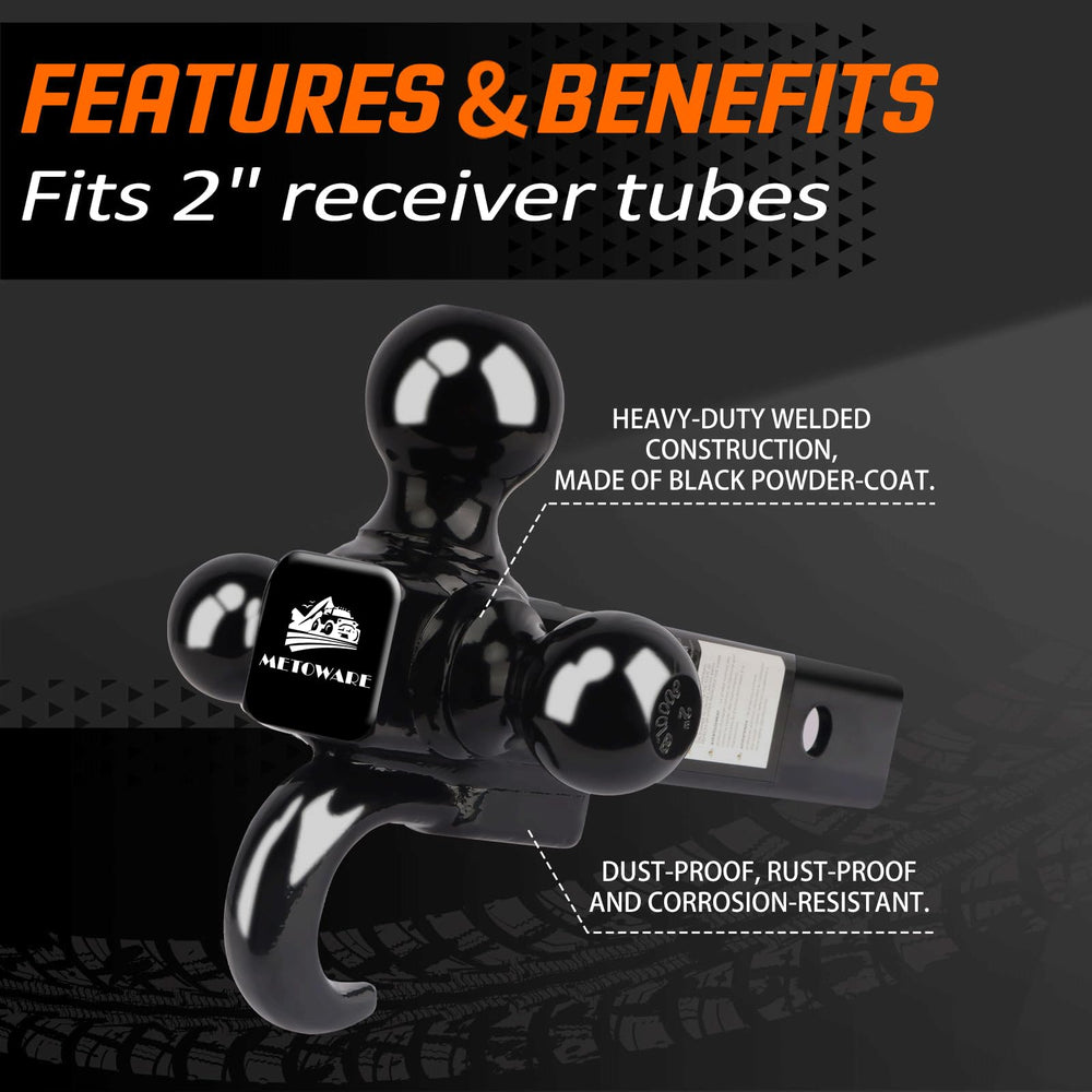 METOWARE hitch features corrosion-resistant black powder coating.