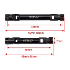 MEUS RACING SCX24 center driveshaft adjustable length short and long for flexibility