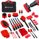 MIANYINGR 32Pcs red car detailing kit in handbag for organized car care on the go.
