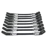 Michigan Motorsports LS spark plug wires close-up in black 10mm for strong ignition.