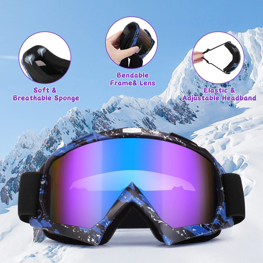 Micnaron Dirt Bike Goggles Blue fit with helmets and adjustable strap.