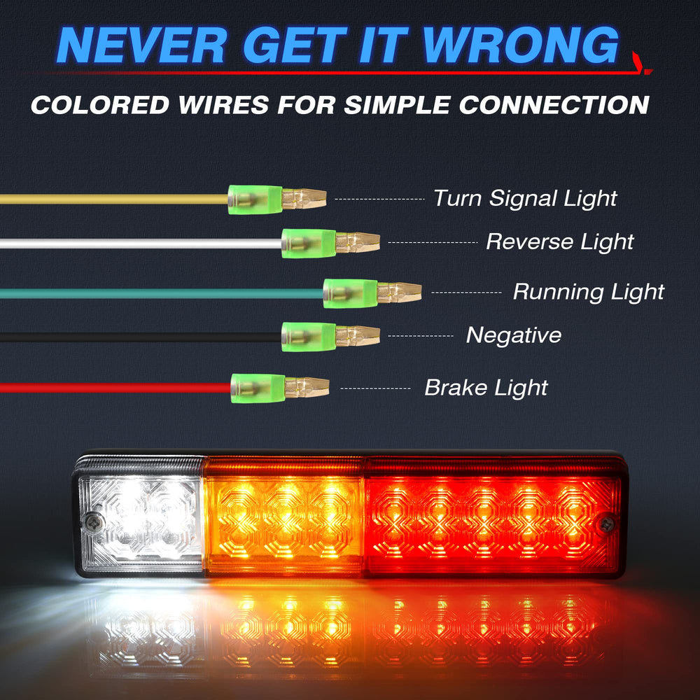MICTUNING 20 trailer tail lights bar red-amber-white: versatile rear lighting options