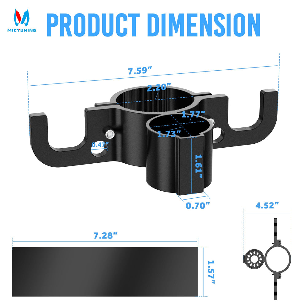 MICTUNING easy-install kit shows rubber pad and mounting screws for quick setup.