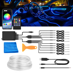 MICTUNING interior strip light close-up showing 10-in-1 design for versatile installation