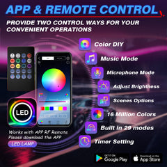 MICTUNING car LED strip remote control in action offering quick color changes