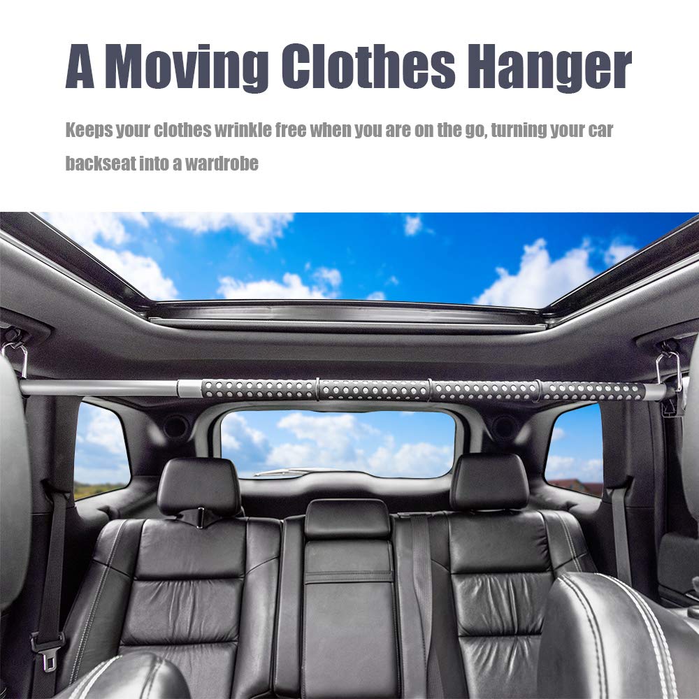 MICTUNING retractable clothes bar secures garments during travel with reduced movement