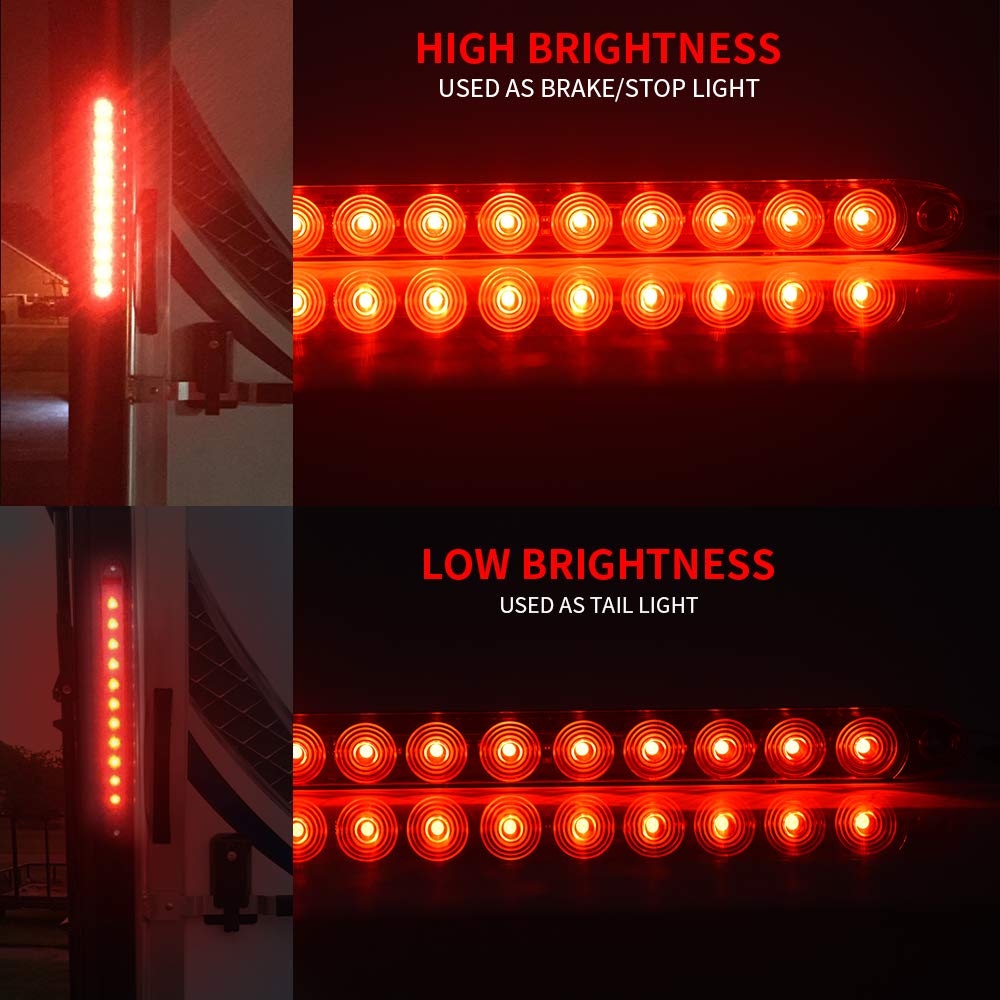 MICTUNING 11-LED red bar serves as universal marker and turn signal.