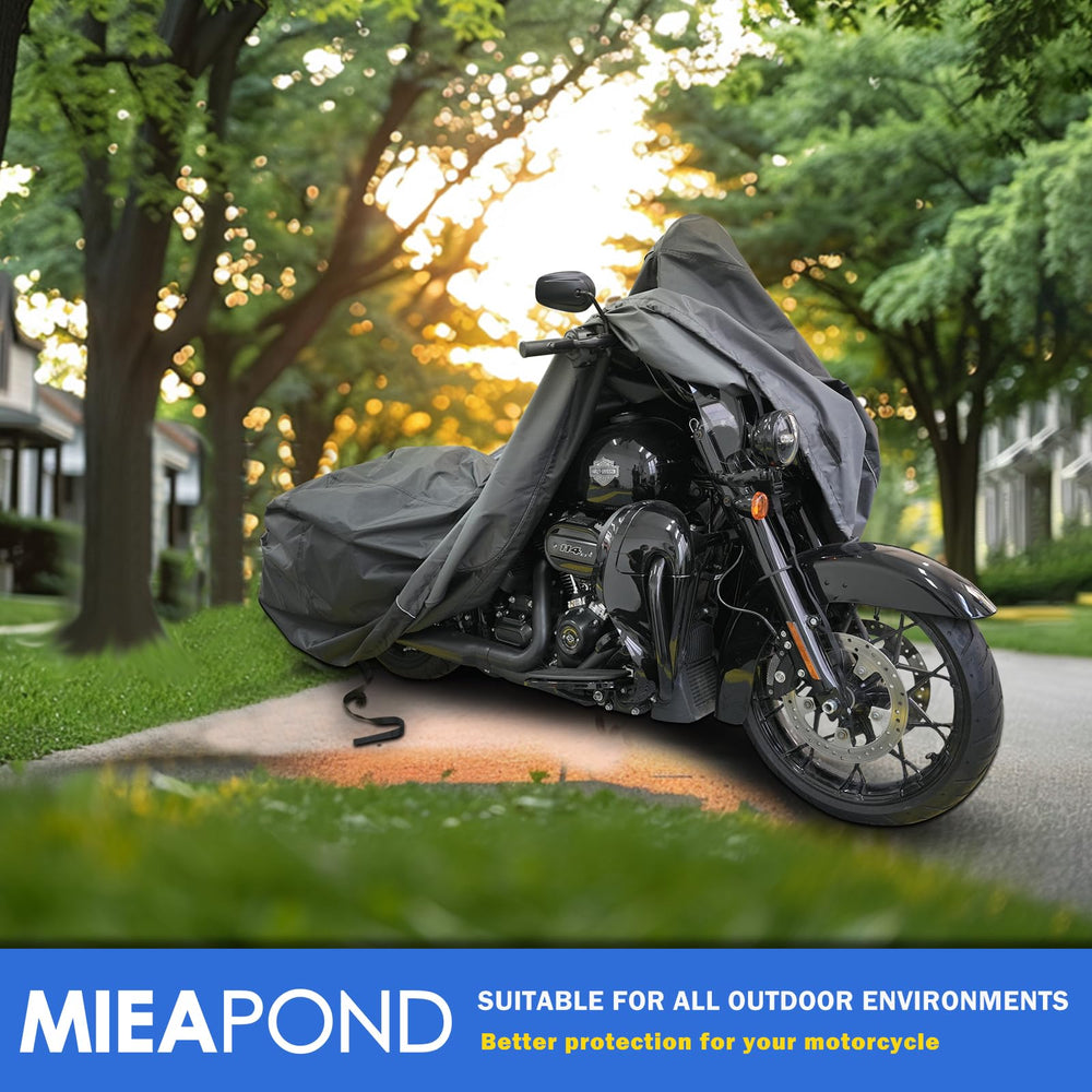 MIEAPOND Harley cover features reflective strips for nighttime visibility.