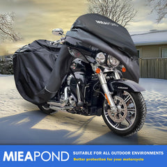 Mieapond elastic hem and tightening strap secure a snug fit on bikes