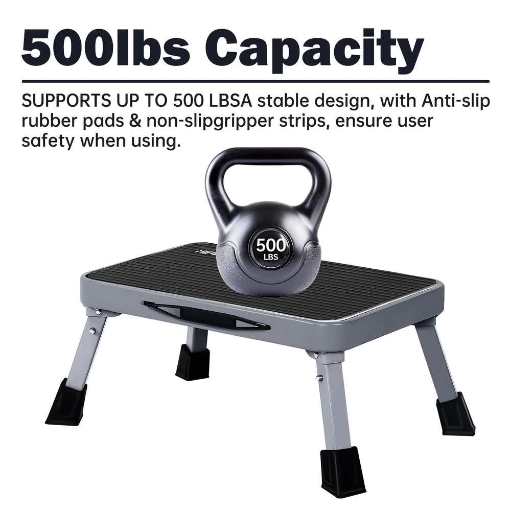 Mifami foldable RV stool with non-slip platform enhances stability on uneven surfaces.