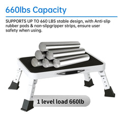 Mifami metal step stool non-slip platform provides secure footing indoors or outdoors.