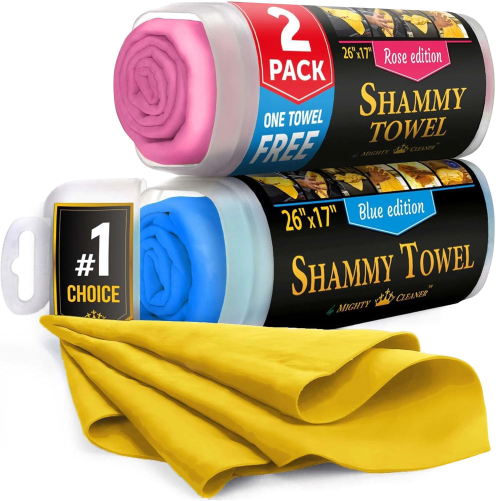 Mighty Cleaner Premium shammy 26x17 absorbs water for fast, streak-free car drying.
