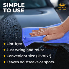 Mighty Cleaner shammy durability ensures long-lasting use.