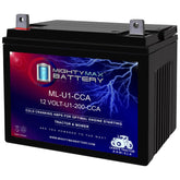 Mighty Max ML-U1 front view, 12V 200CCA battery for lawn tractors