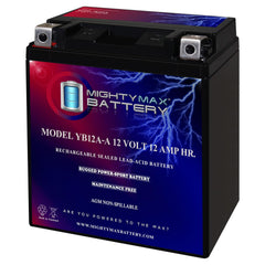 Mighty Max Battery YB12A-A front view for motorcycle starting power