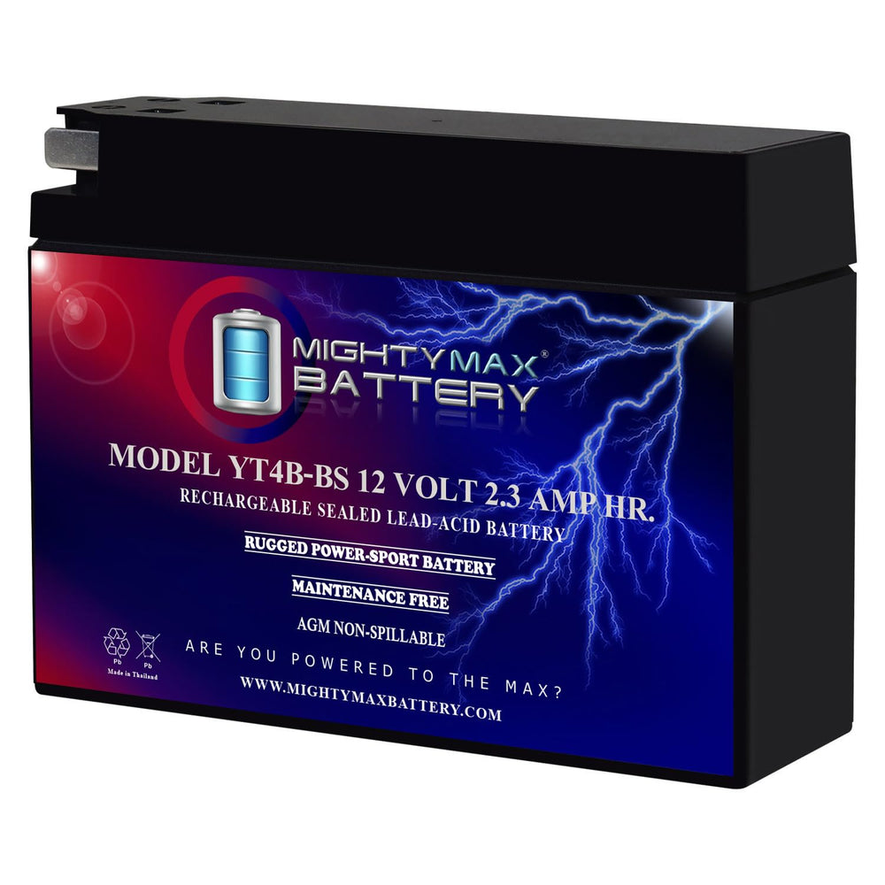 Mighty Max Battery YT4B-BS front view with compact AGM design for reliable daily power.