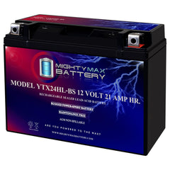 Mighty Max Battery YTX24HL-BS top view, compact 12V SLA AGM design for easy installation