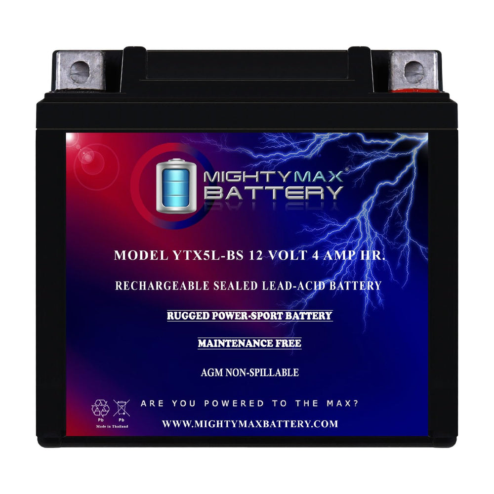 Mighty Max Battery YTX5L-BS installation spot on scooter with correct polarity