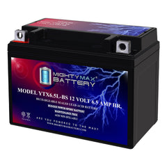 Mighty Max Battery YTX6.5L-BS front view showing compact 12V SLA AGM design