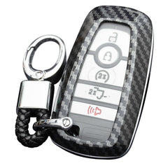 MIHUMIMO carbon fiber key fob cover for Ford F-150, enhances grip and protection