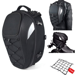 MIHUNTER motorcycle tail bag front view with reflective straps for night visibility