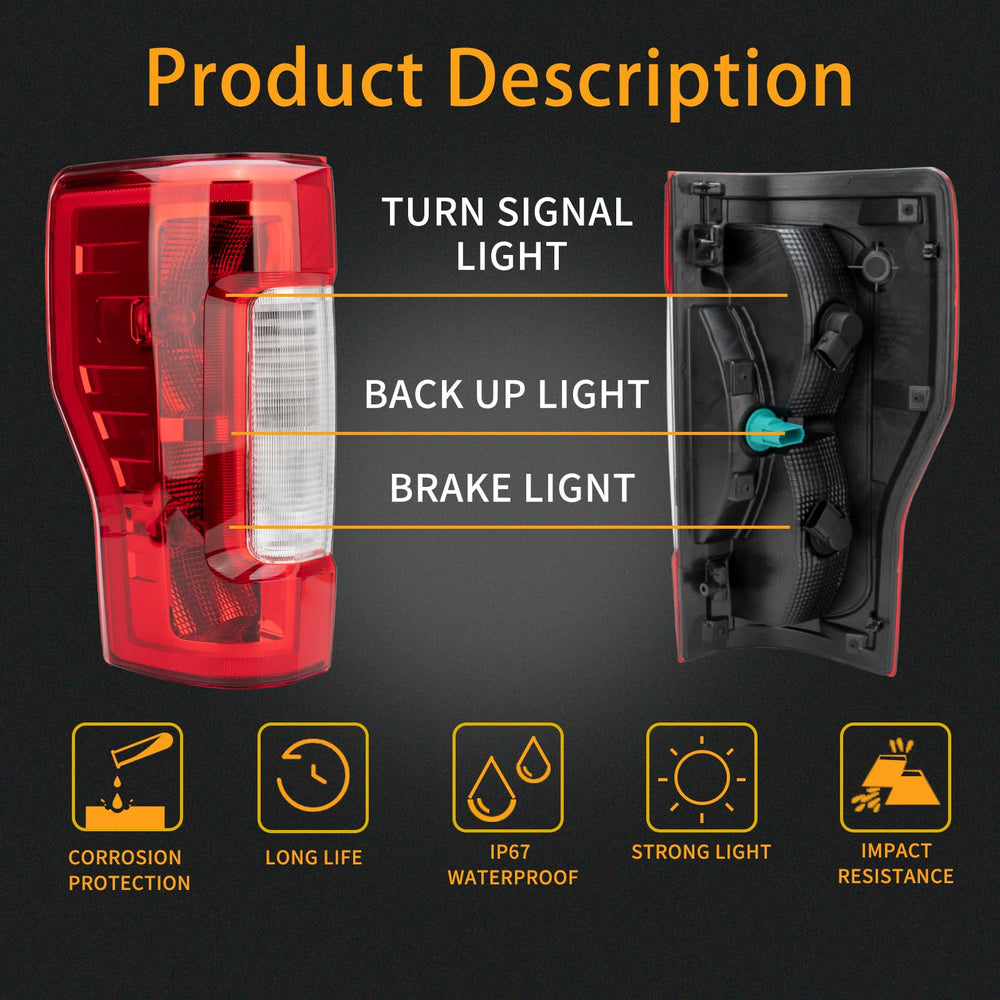 MiKaFex tail light assembly for Ford F-250/F-350 passenger side, reliable nighttime visibility