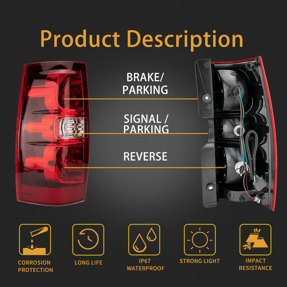 MiKaFex tail light assembly, passenger-side rear lamp with wiring harness included