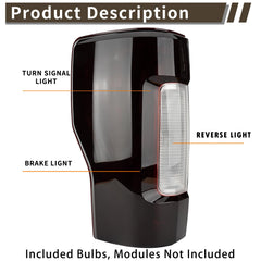 MiKaFex tail light assembly for Ford F-250/F-350, passenger side, smoked lens for rear visibility.