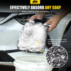 Mikkuppa elastic cuff keeps mitt secure during car washing sessions.